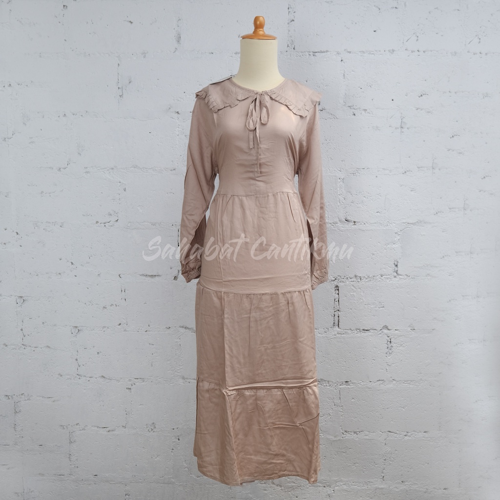 Gamis Dress Remaja Twill Kerah Berpita Mantul Original By MIB