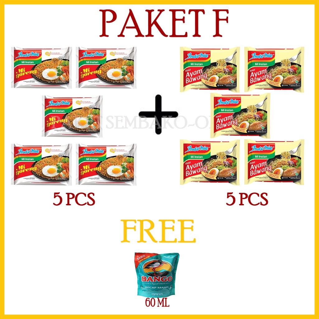 

Paket F - Indomie Ayam Bawang Indomie Goreng Gratis Kecap Bango Paket Sembako Hampers