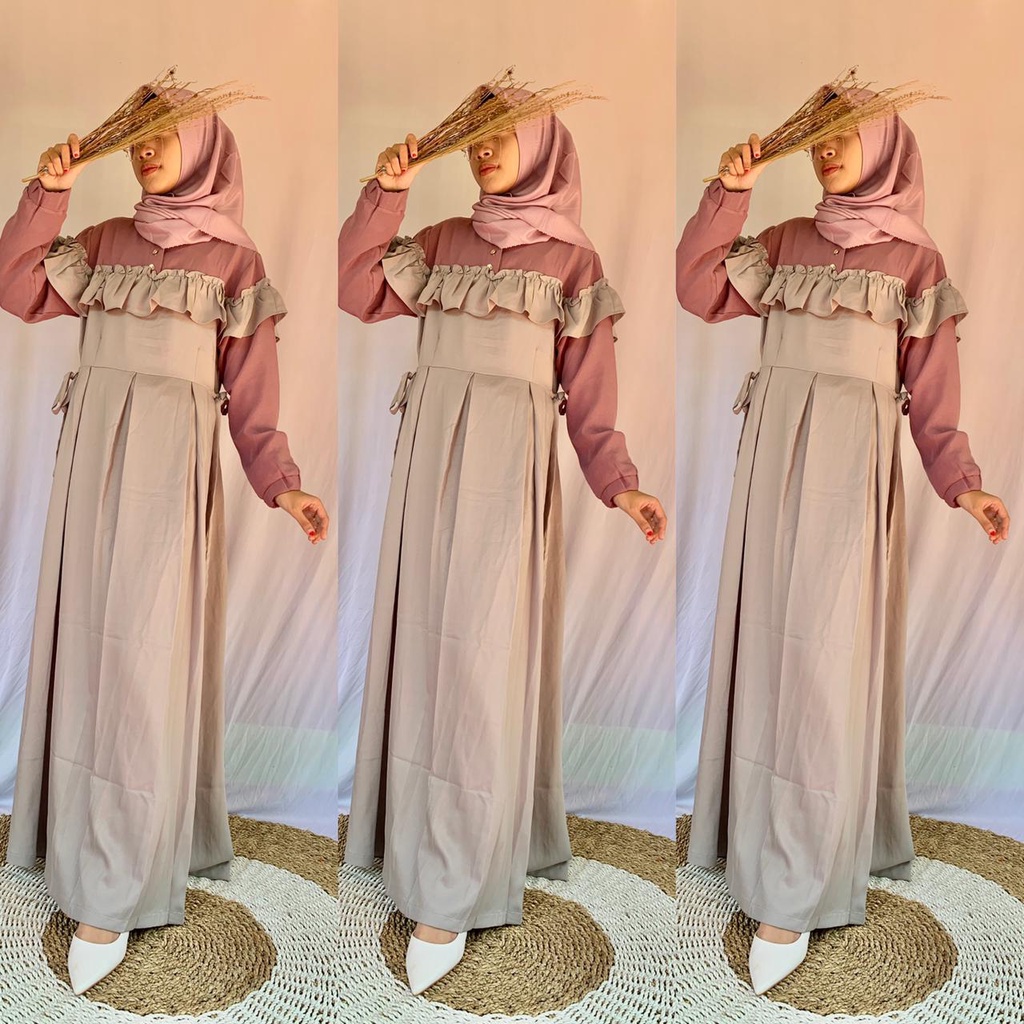 Gamis Bahan Shakila Elena Dress LD 110-Gamis Wanita Busui Friendly