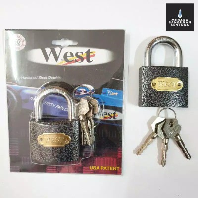 Gembok Hitam West Leher Pendek 50 Mm (short) / Gembok Rumah Pagar Gudang
