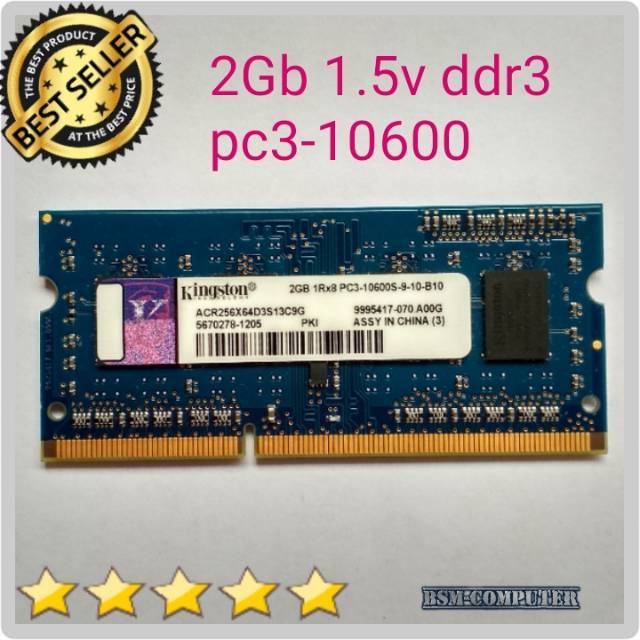 Kingston 2gb ddr3 1Rx8 pc3-10600s-9-10-B10 1333mhz Ram memori laptop mac DDR3 2GB pc10600 pc-10600