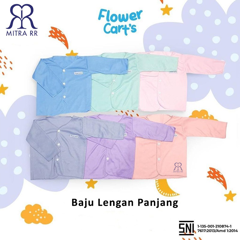 Flower Cart’s Baju Bayi Lengan Panjang Pendek Kutung 0-6 Bulan - Baju Bayi Newborn Polos Pastel