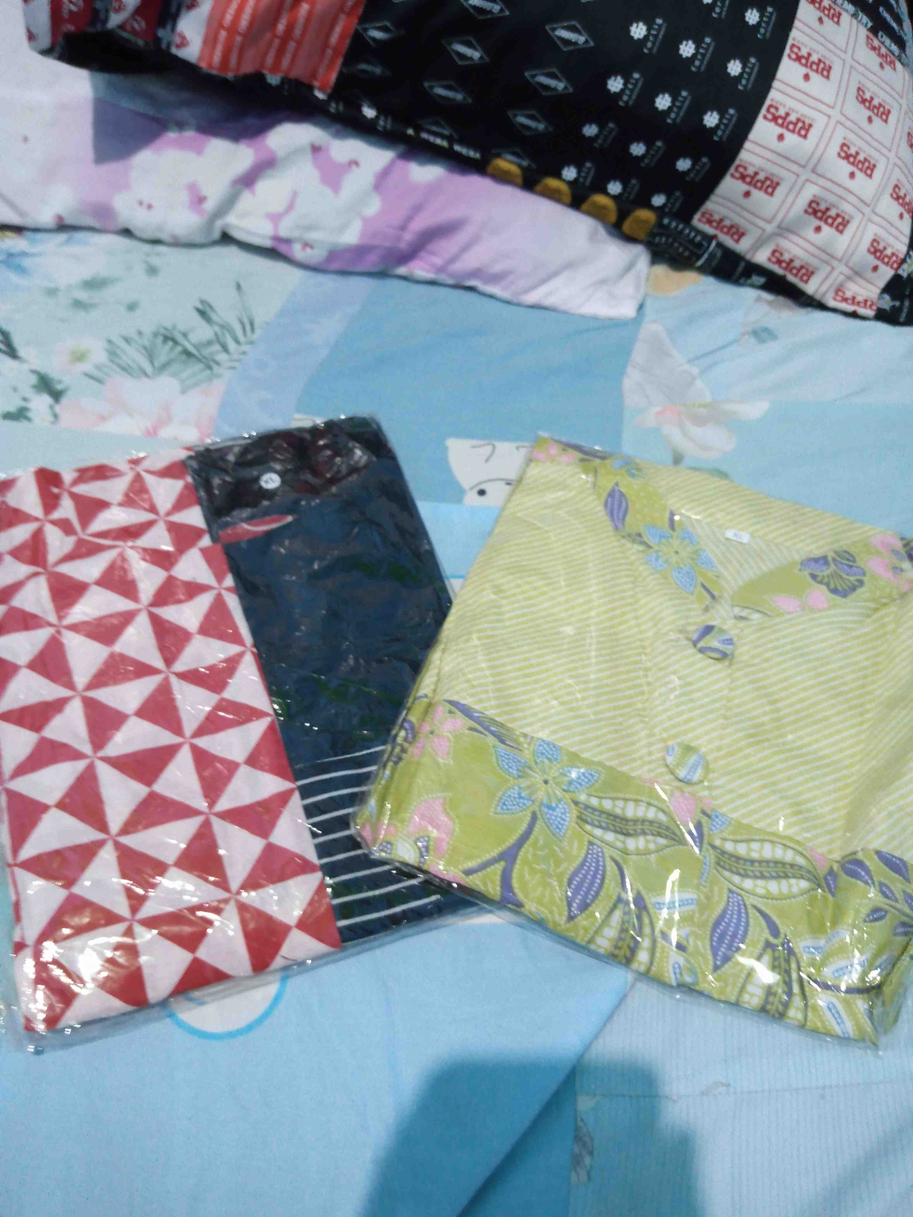 Tunik Nadine Batik Kombinasi Merah Midi Cantik Kekinian