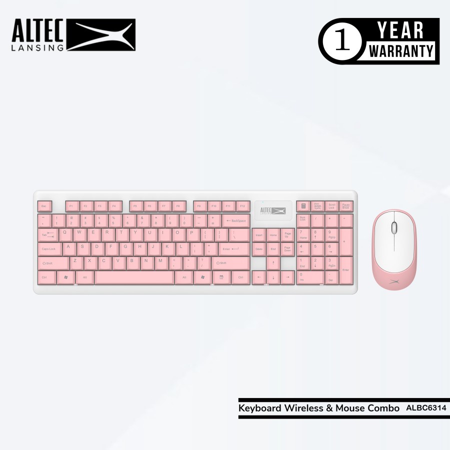 Keyboard Mouse Wireless Altec Lansing ALBC-6314 Silent Peach