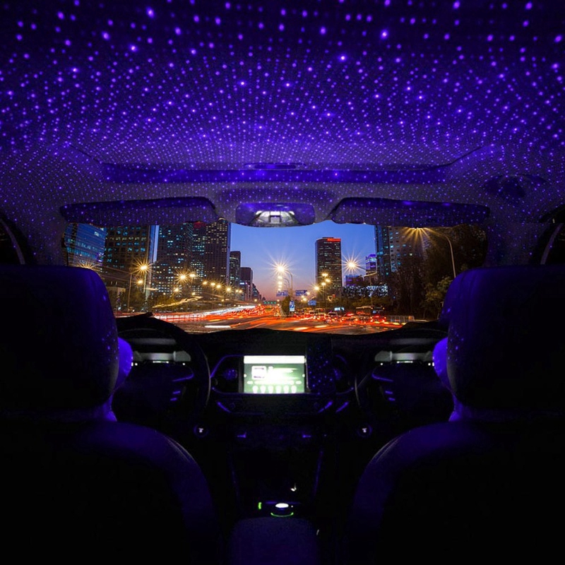 Lampu Proyektor Langit Berbintang Warna Ungu Adjustable Dengan Port Usb Untuk Dekorasi Interior Mobil