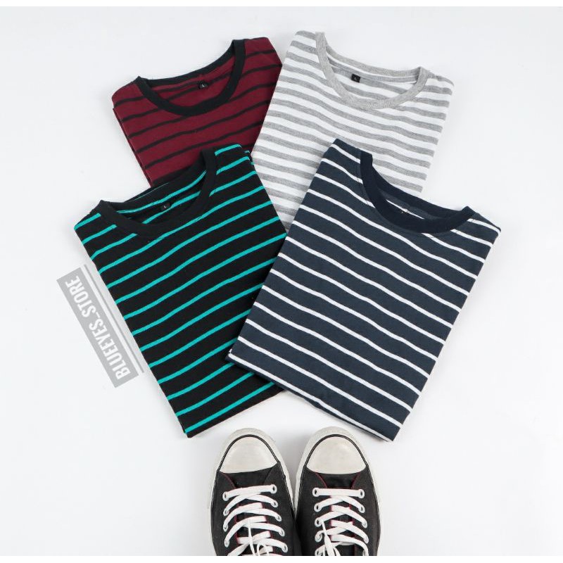 RIBSGOLD TSHIRT STRIPE PARKER |kaos salur pria |kaos salur pria belang S M L XL XXL