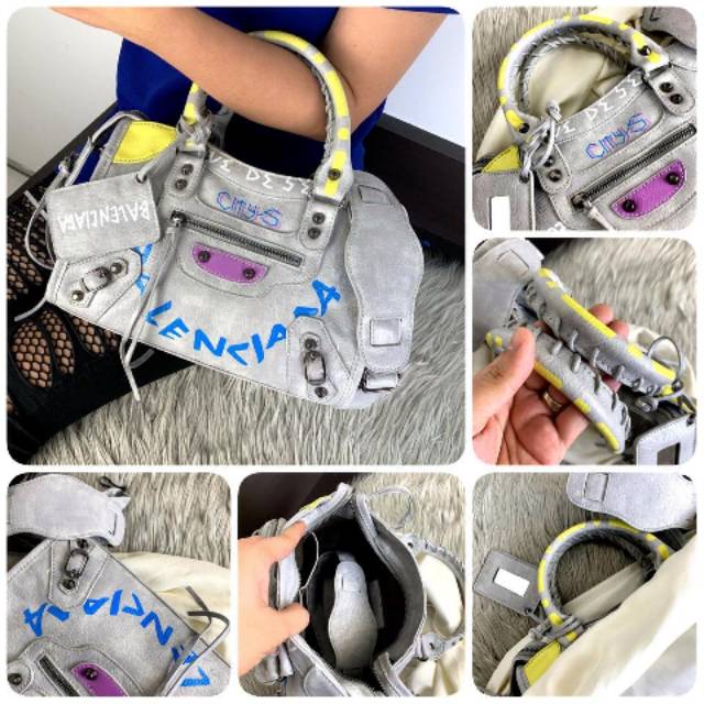 #K143-2Arrival BALENCIAGA City Graffiti Arena Leather Medium Bag SS19