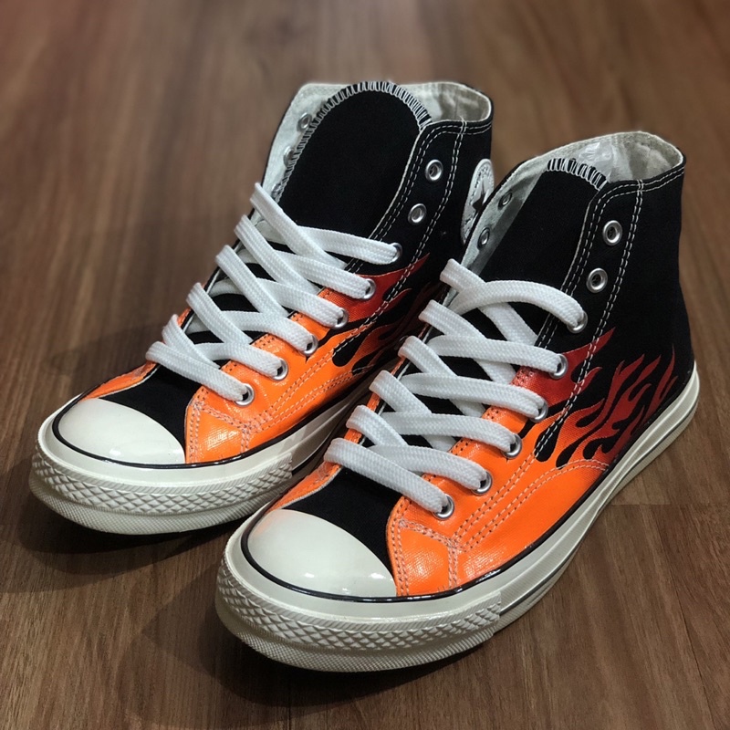 Converse Chuck 70S Motif Flame Fire Api Enamel Black Egret White IMPORT BNIB