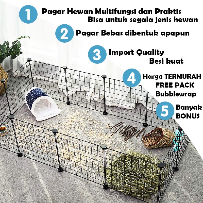 Kandang Pagar / Pagar besi DIY - untuk Hewan Anabul - Anjing kucing kelinci kura marmut hamster-4