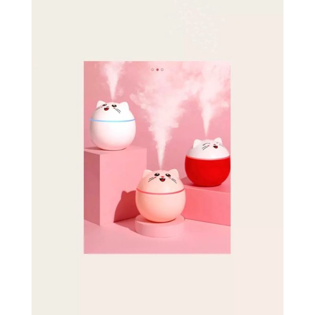 Humidifier Original Pelembab Pewangi Udara Ruangan Kamar Purifier Diffuser Portable lampu 7 warna Motif Karakter Kucing Terapi Essential oil uap-7