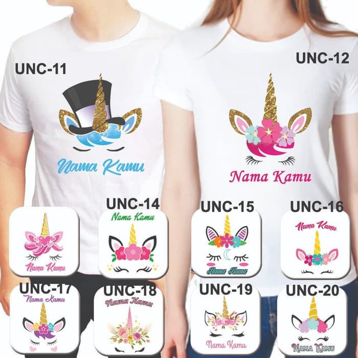 Baju / Kaos / Dewasa Pria / Wanita / Perempuan Unicorn - Putih- Size XL