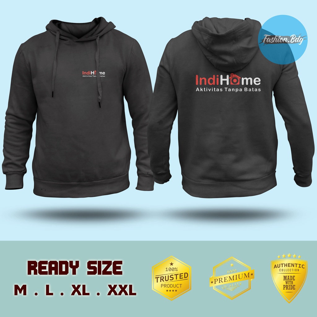 Jaket Indihome Sweater Hoodie Tebal Size M L XL XXL Jumbo