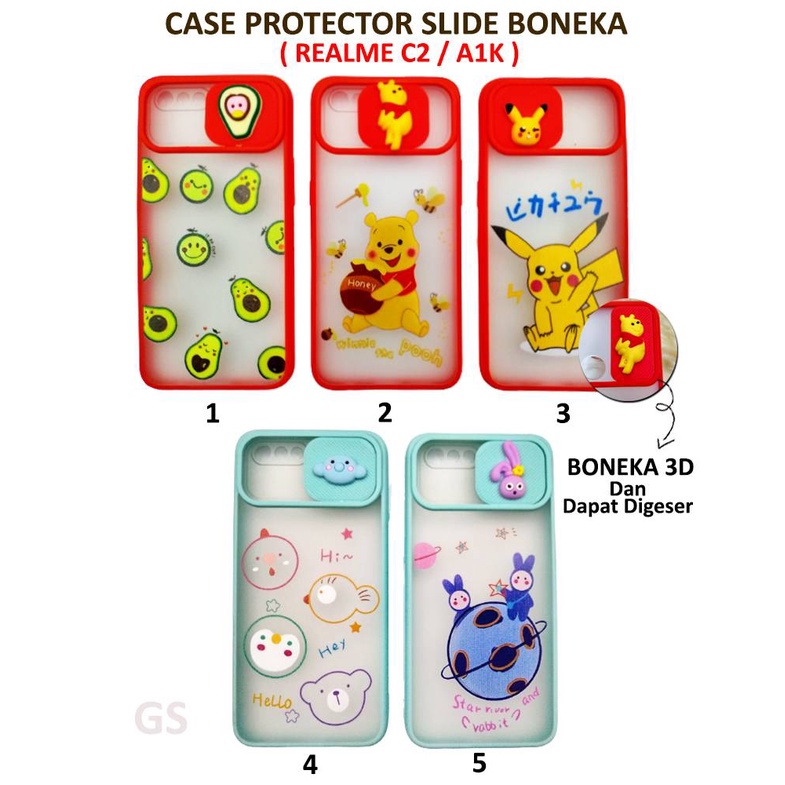 REALME 7 C17 C11 C12 C15 C3 REALME 5 5i  A1K Case  Protector Lensa  Slide Boneka