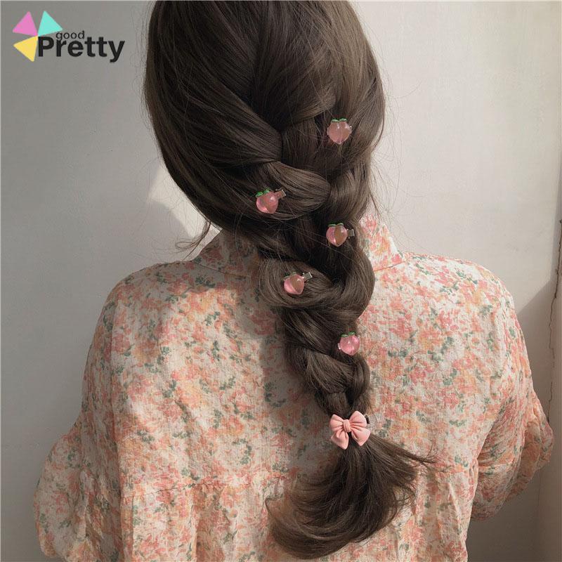 5pcs Jepit Rambut Pita Pink Peach Camellia Untuk Aksesoris Anak Perempuan - PD