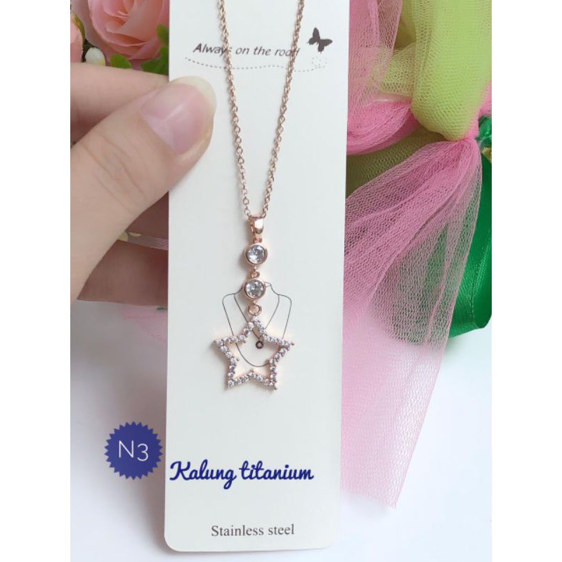 [titanium] kalung motif bintang / kalung bintang rosegold titanium anti karat 170221