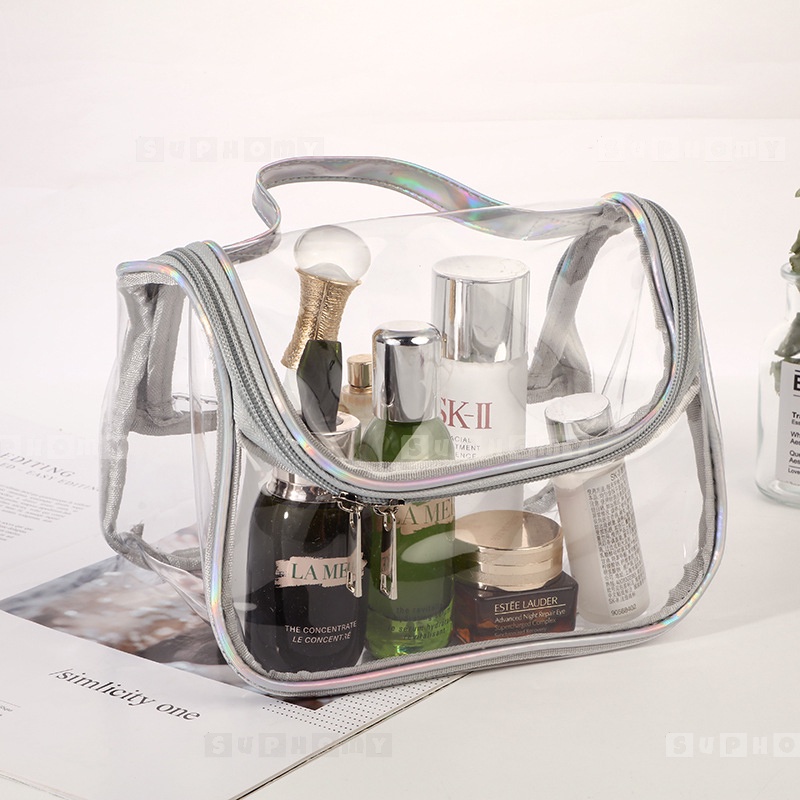 Tas Kosmetik Washbag / Tas Alat MakeUp / Cosmetic Bag Organizer / Tas Make Up Wanita/Tas Kosmetik Anti Air/Tas Kosmetik Travel Transparan /Cosmetic Cube Transparent Clear PVC Toiletries Wash Bag /Pouch Kosmetik