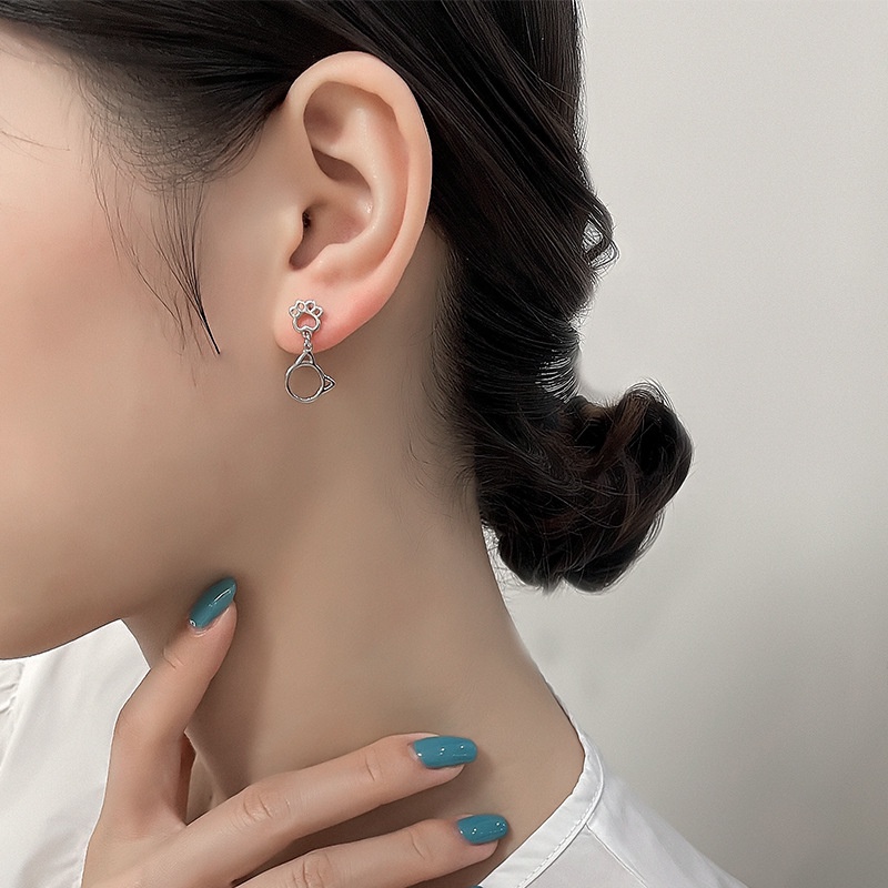 Anting Pendek Model Kucing Hollow Gaya Korea Untuk Wanita