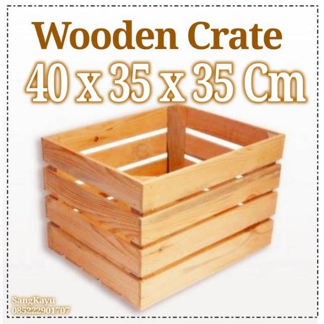 Wooden Crate 40x35x35 peti kayu tempat penyimpanan kayu storage box