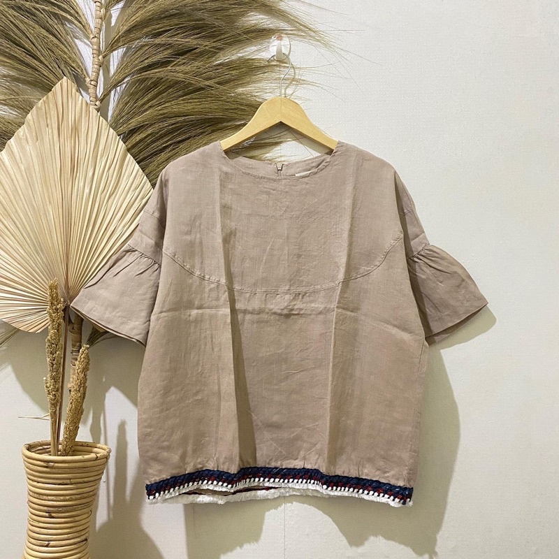 Thrift Kemeja Blouse Atasan Wanita Motif Polos Vintage - Batch 37 (B2-153 s/d B2-192)-B2-173