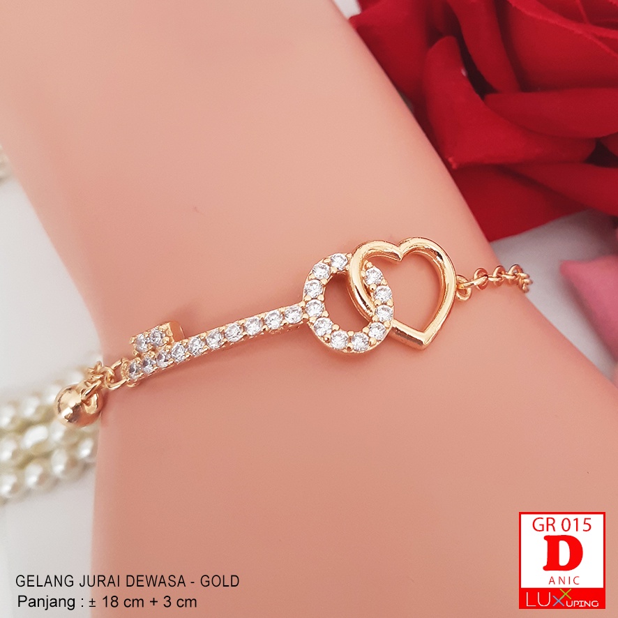 GR 015 Gelang Jurai Dewasa Bunga Mata Zirkon Perhiasan Wanita Lapis Emas 18K Aksesoris Korea Gelang Xuping Love Kunci Luxx Xuping