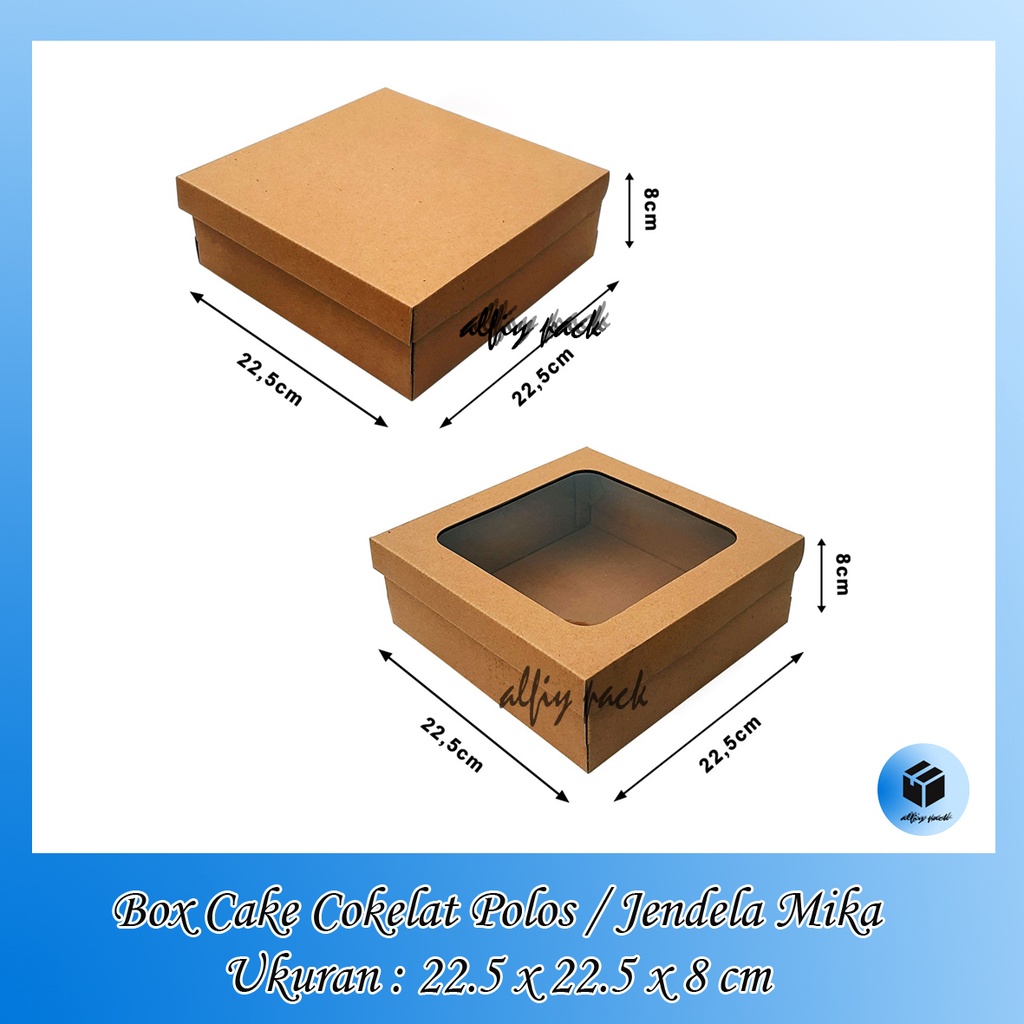 

1pack isi 10pcs BOX CAKE TART COKELAT POLOS / JENDELA MIKA UKURAN 22x22x8 CM KOTAK KARTON PACKAGING HAMPERS DUS BOLU TART SOUVENIR BOKS / GIFTBOX