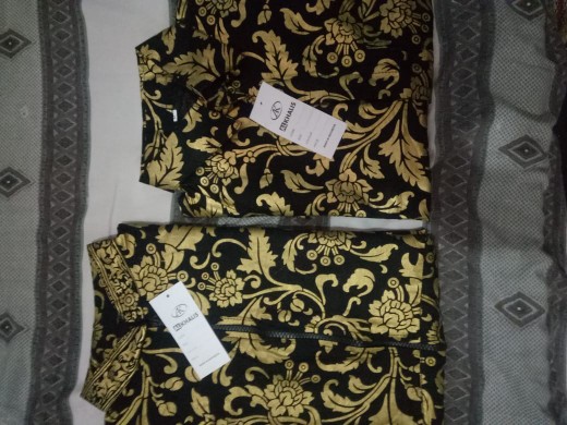 Batik Gamis Murah Hitam Kembang Baju Atasan Wanita Seragam Pekalongan Alkhalis