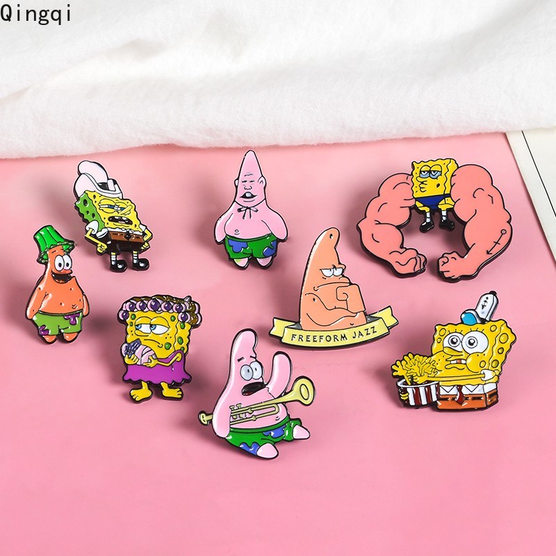 Bros Pin Enamel Bentuk Kartun SpongeBob SquarePants Patrick StarBrooch Untuk Anak