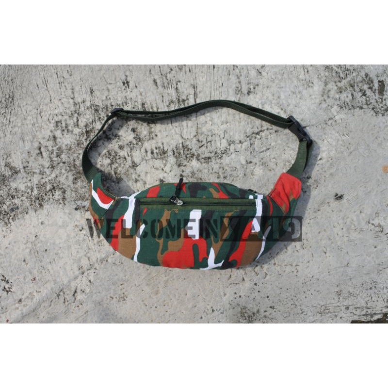 Waistbag Laskar Merah Putih / Tas Pinggang Loreng Laskar Merah Putih / Tas Pinggang Pria