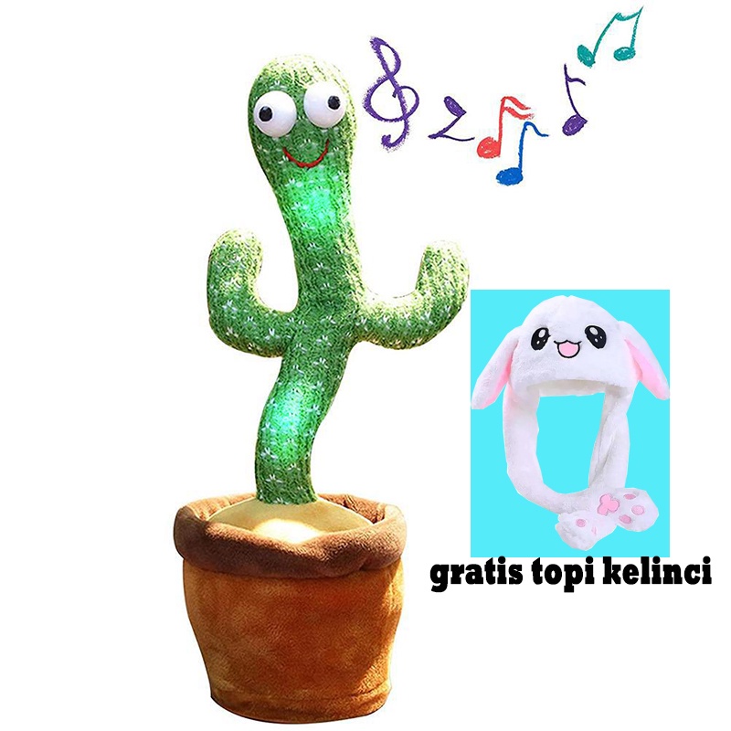 Mainan Pohon Kaktus Goyang - Dancing Kaktus (Sing + Dance + talk +Shine) - Mainian Edukasi Anak + FR