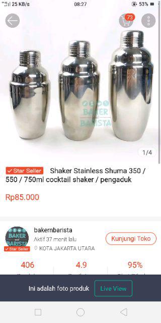 Shaker Stainless Shuma 350 / 550 / 750ml Cocktail Shaker / Pengaduk Mininuman Stainless