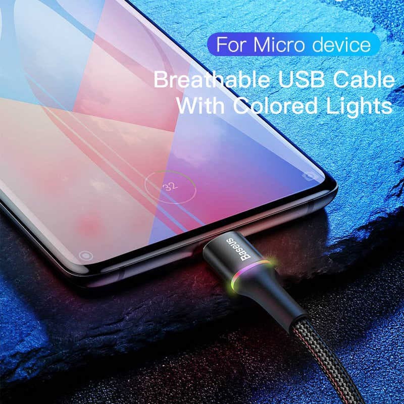 Baseus Kabel LED Micro USB Cable Data Fast Charging