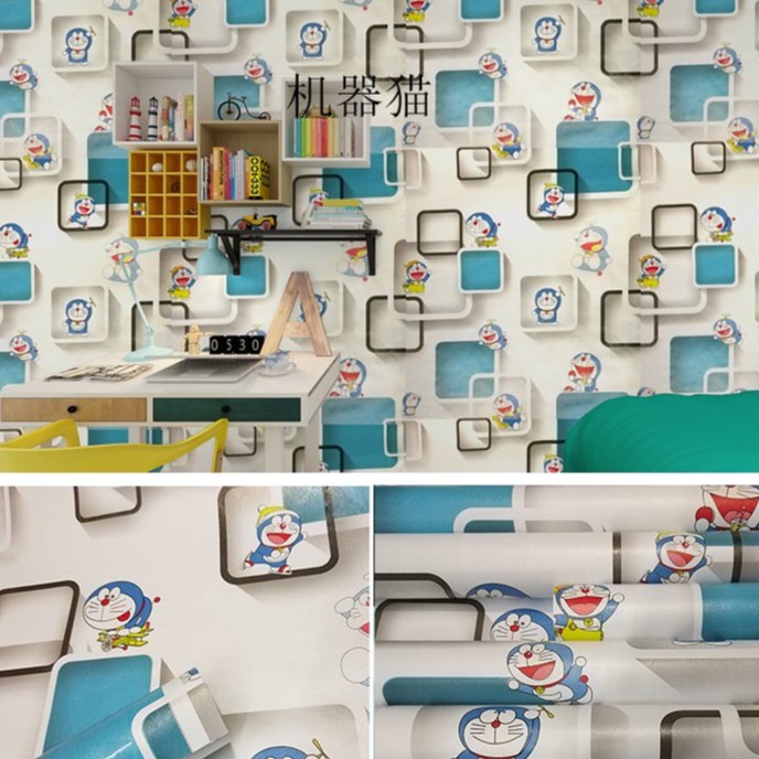 Wallpaper Dinding Sticker Motif Doraemon 3D