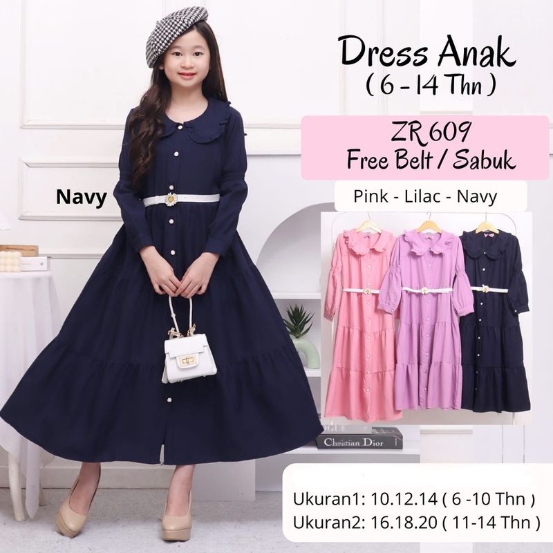 Semi Tunik Anak Usia 7-14 Tahun / Midi Dress Ineke Anak Tanggung