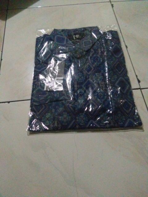 Kemeja Batik Pria Lengan Panjang Long Navy Batik Diamond Murah 4543