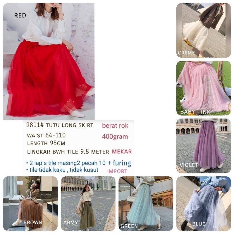 MDLV ~ 9811 TUTU LONG SKIRT ROK TILE ROK KOREA ROK LACE ROK IMPORT ROK TUTU MEKAR FASHION IMPORT