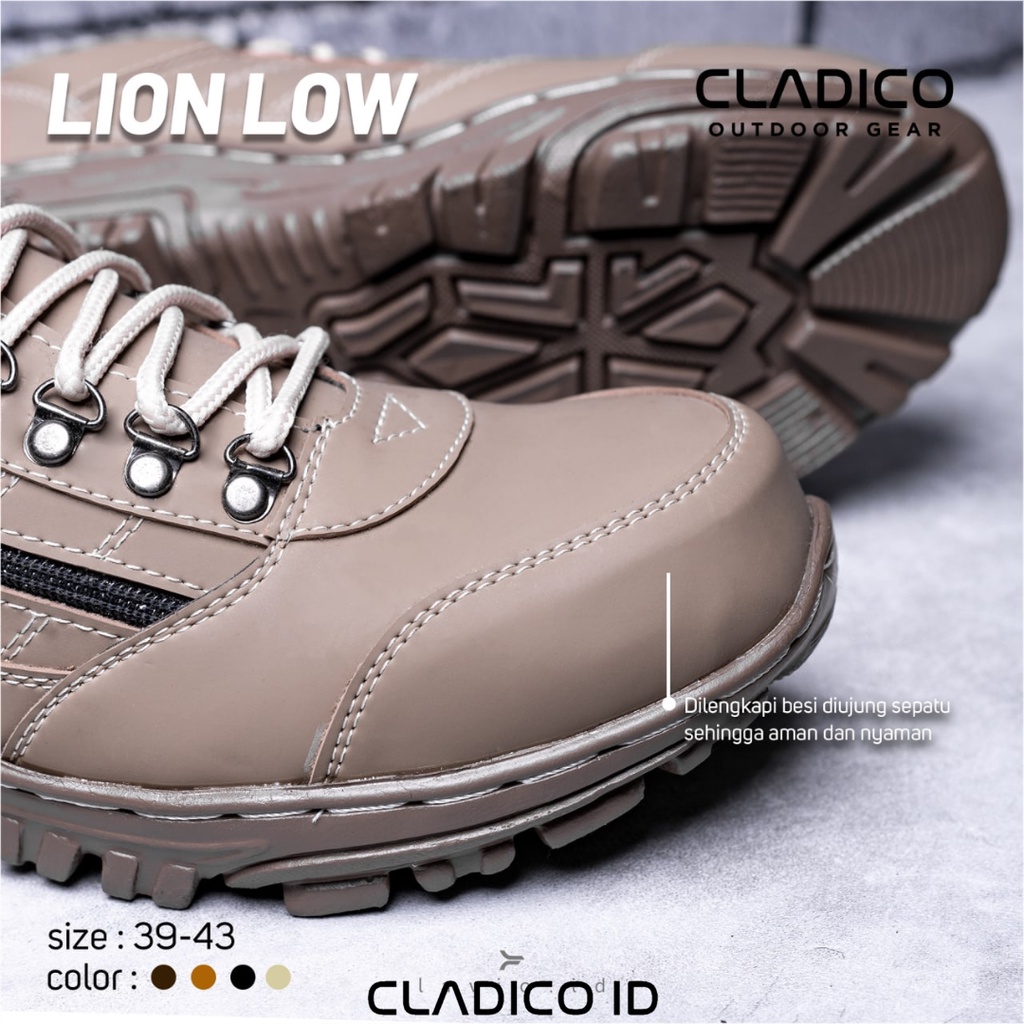 CLADICO Lion Sepatu Safety Boot Pendek Ujung Besi Kerja Lapangan Proyek Outdoor Touring Sefti Shoes Work Boots