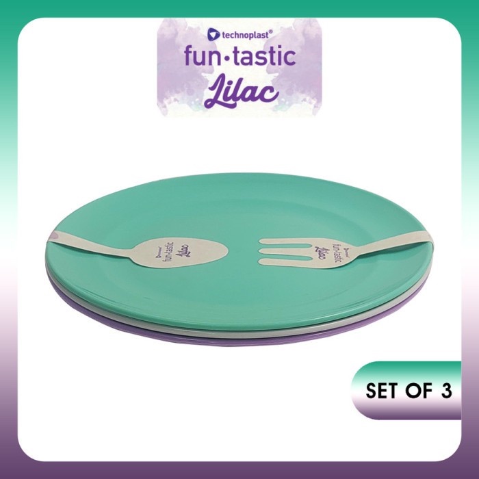 Piring Makan Plastik Warna Pastel 3 pcs Ukuran 22cm Edisi Funtastic Lilac - Piring Makan Serbaguna 9inch - Piring Pastel Set - Tahan Panas - Anti Pecah