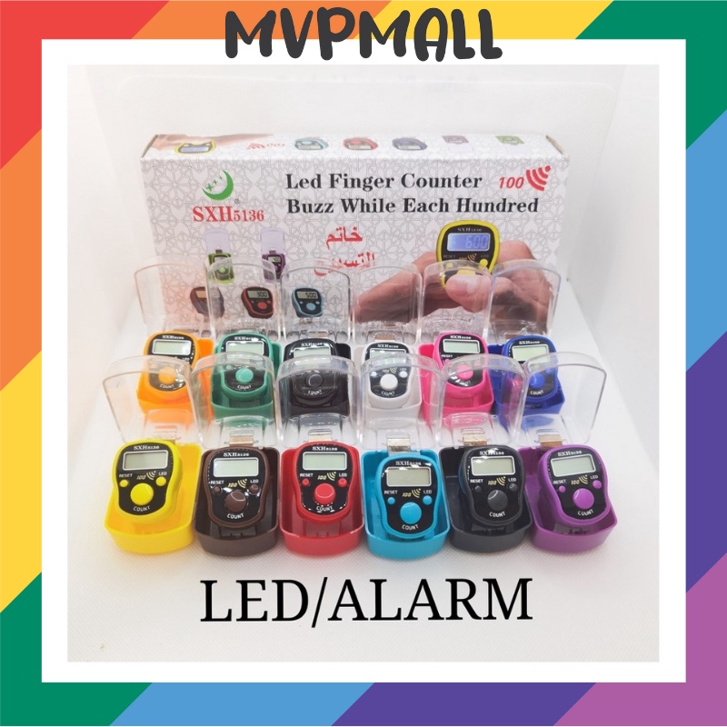 (Kotak Mika) Tasbih Digital LED Alarm Finger Counter Alat Hitung Digital Cincin Dengan Kotak