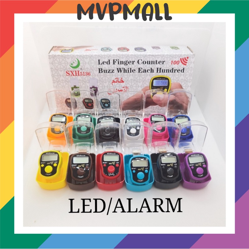 [BISA COD] Tasbih Digital LED Alarm Finger Counter Alat Hitung Digital Cincin (SXH5136) Dengan Kotak