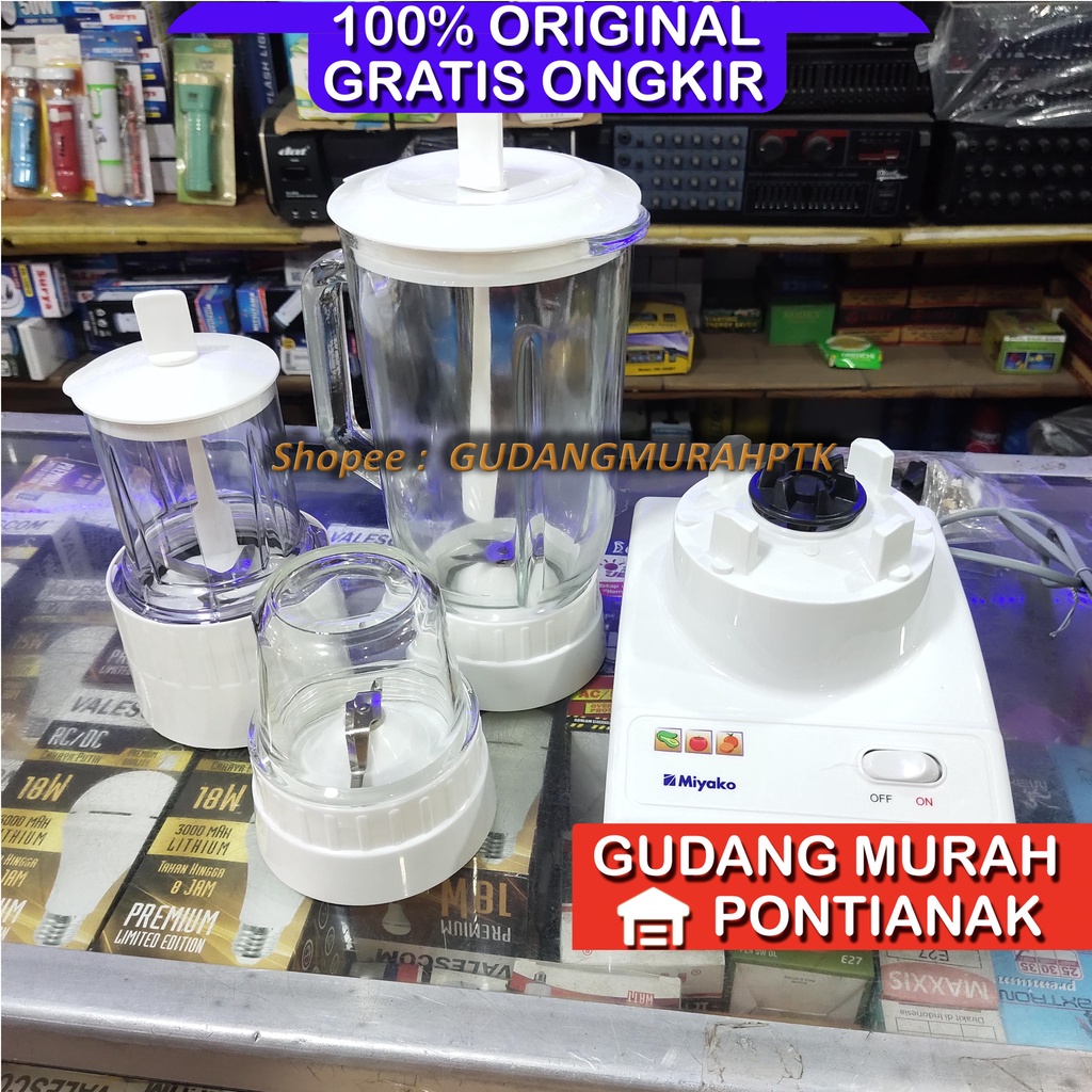 Blender Miyako 3in1 kaca BL 102 GS BL102GS 3in1 glass juice pelumat bumbu kering dan basah dan campuran