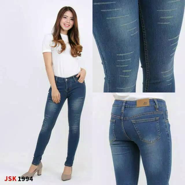 Celana Panjang Laser Skinny Distroy JSK Jeans Original Produk Denim Jeans(3 varian)