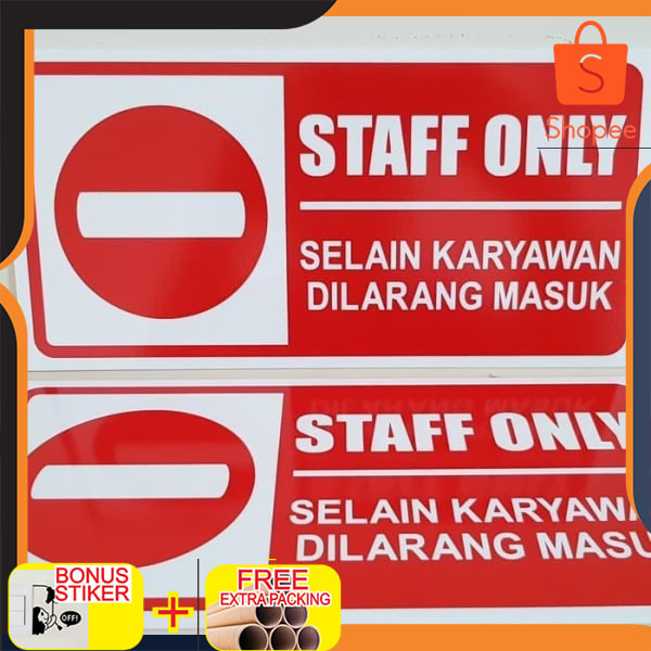 

Plang Papan Rambu Selain Karyawan Dilarang Masuk Acrylic 30x15cm Keren