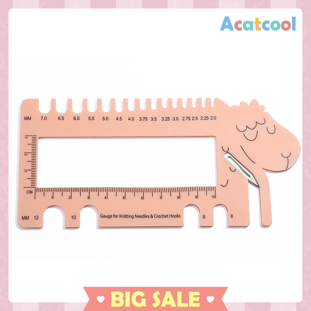 DIY Sheep Shape Sewing Knitting Needles Gauge Size Guide Crochet Hook Ruler