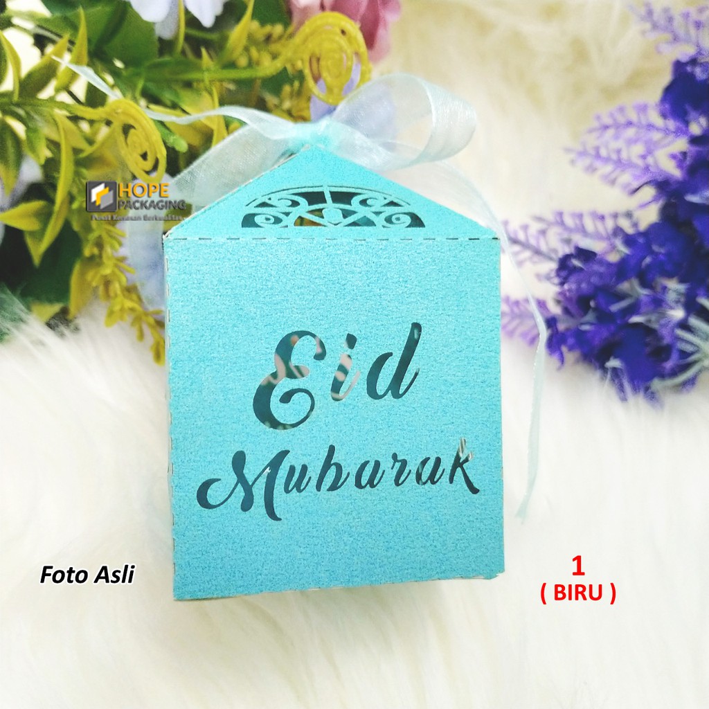 [5pcs] Box Prisma Laser Cut Candy Eid Mubarak / lebaran / idul Fitri Warna silver