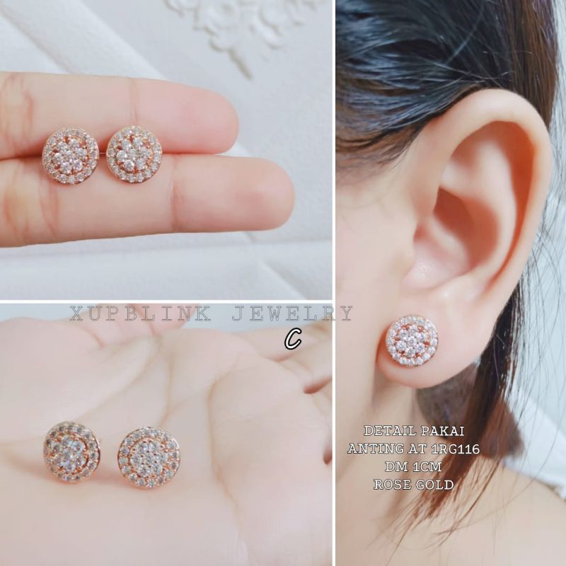 Anting Tusuk Titanium Anti Karat Permata  Model Mirip Perhiasan Asli