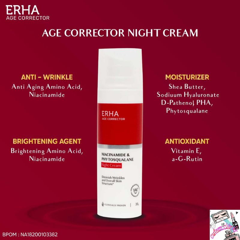 ☃️Cutezz_Ching1☃️Erha Age Corrector Niacinamide &amp; Phytosqualane Night Cream 30g