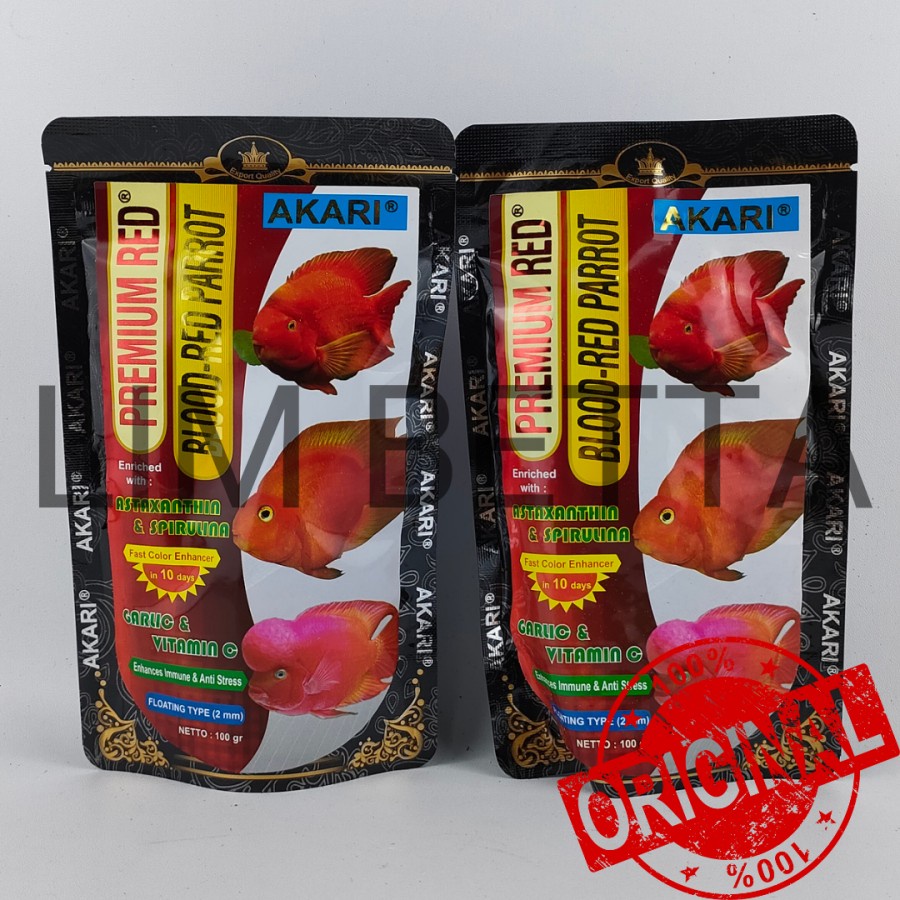 AKARI PREMIUM BLOD RED PARROT 100 GRAM / MAKANAN IKAN PARROT