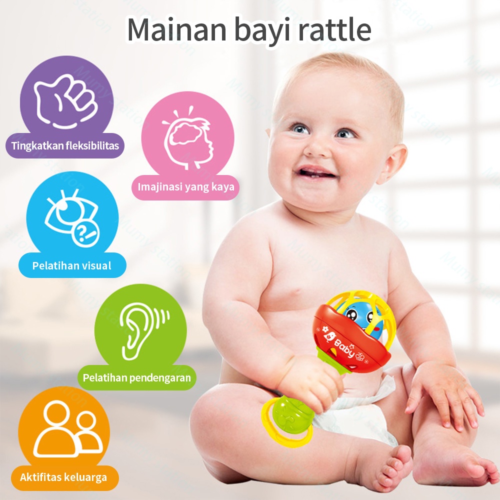 Mumystation  Rattle Bel Tangan dengan Suara / mainan rattle bayi untuk Hadiah Ulang Tahun