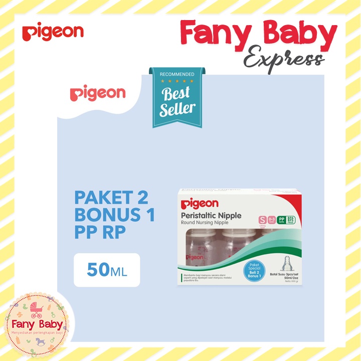 PIGEON PAKET BELI 2 BONUS 1 BOTOL PP RP 50ML S-TYPE NIPPLE / PA010326