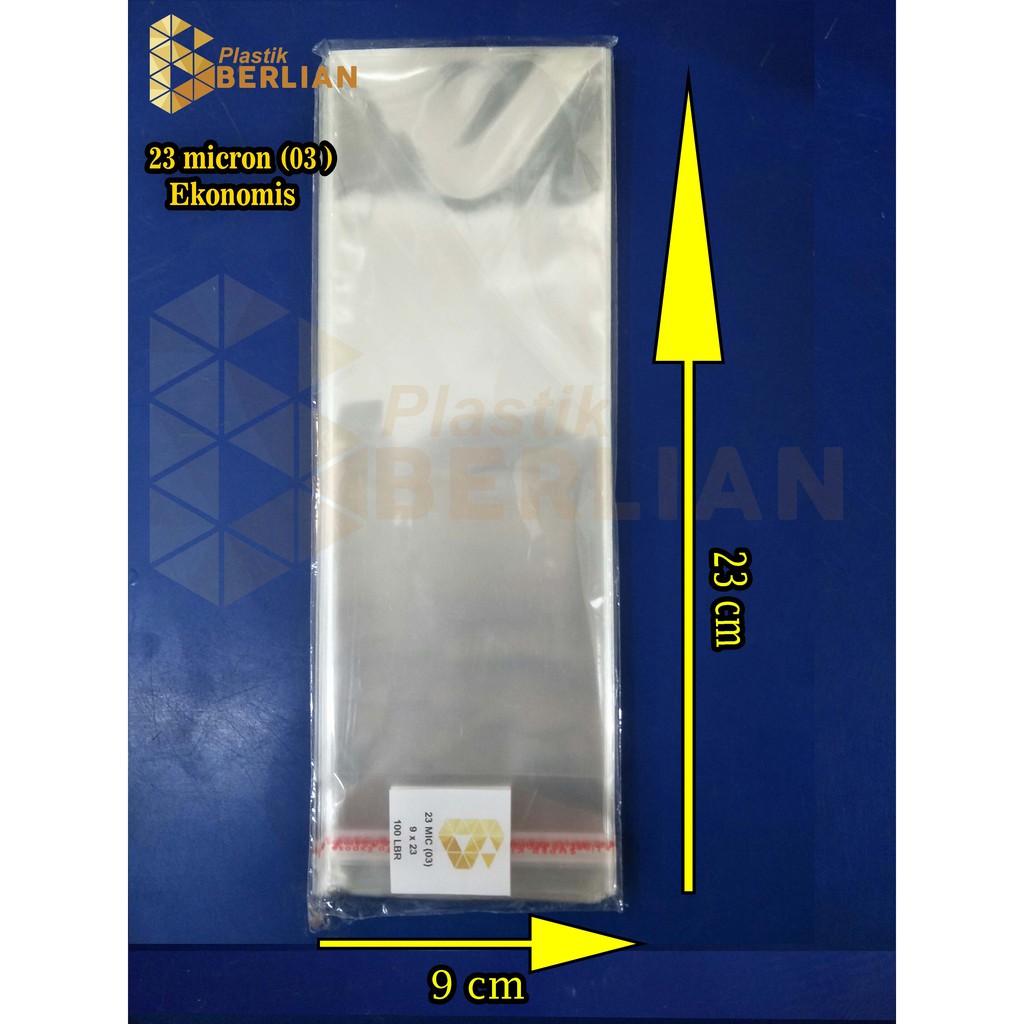 

9 x 23 cm Plastik OPP EKONOMIS 23micron (100 lbr) (lem/seal)